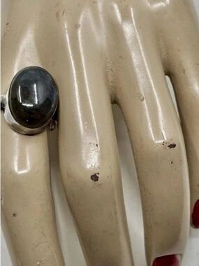 Silver Labradorite Oval Ring - Women's Statement Ring